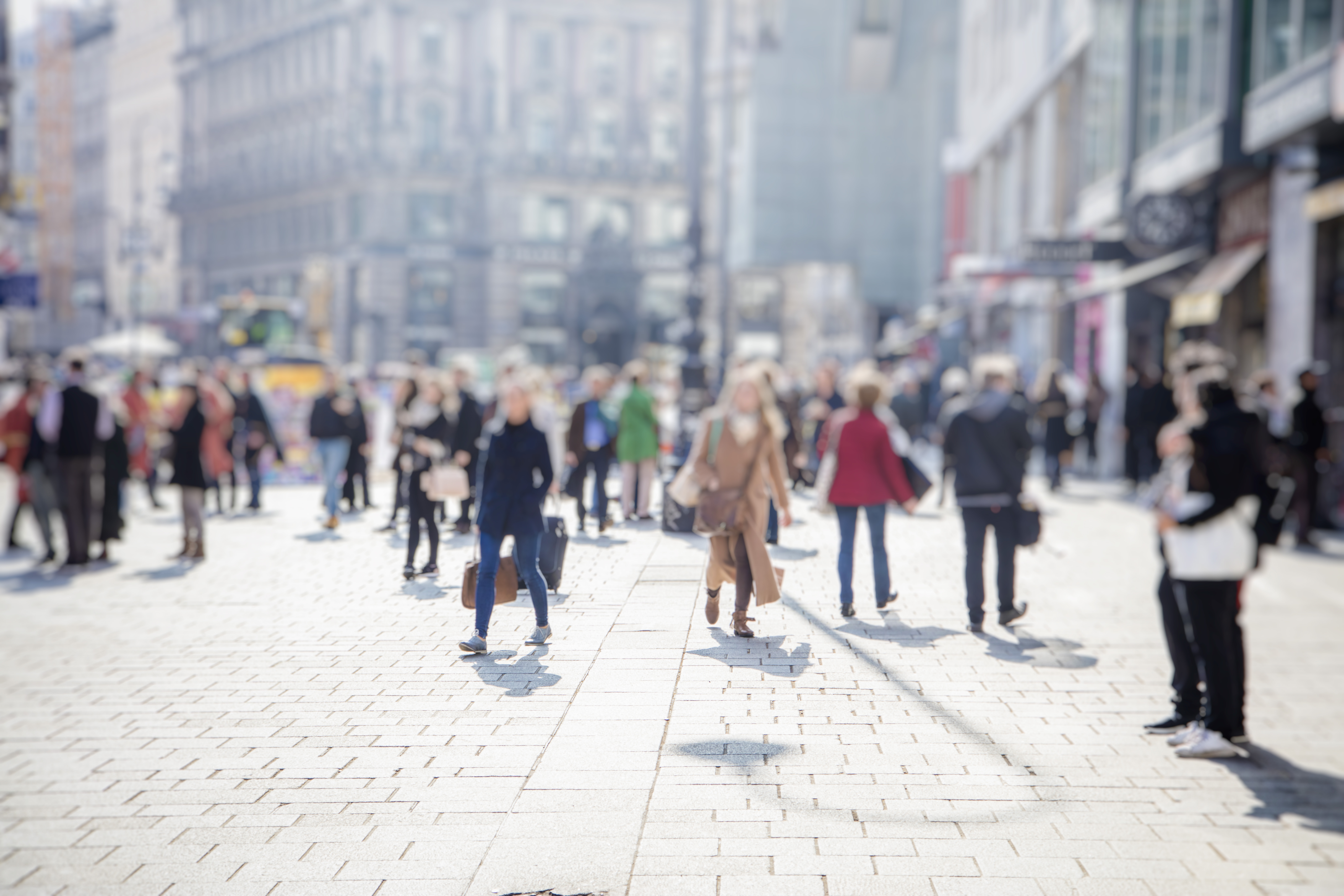 Fresco - Crowd of anonymous people walking on busy city street