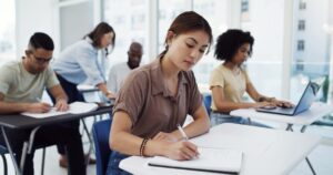 Zero Gravity - Students studying in a classroom