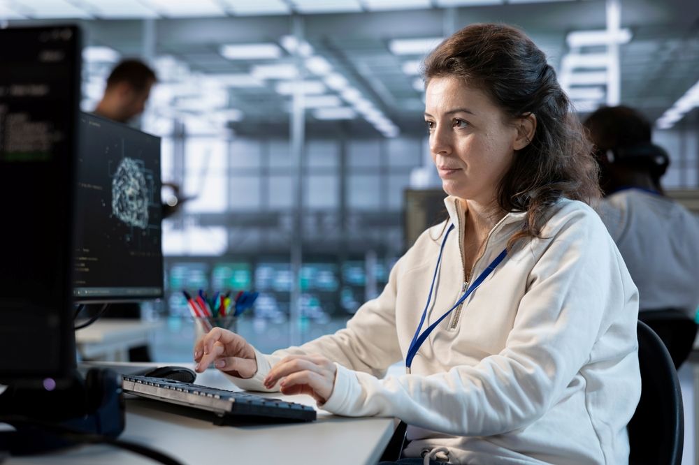 Managed Endpoint Detection and Response - Technician using computer to do maintenance on artificial intelligence neural networks