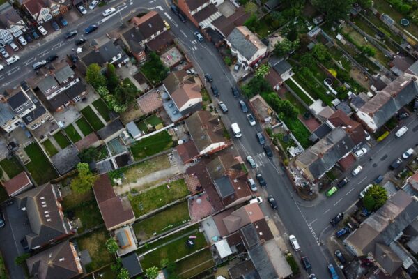 aerial view of a UK housing estate